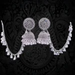 oxidised silver jhumka earrings with chain traditional jewellery