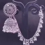 oxidised jhumka earrings with chain sahara design