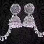 oxidised silver jhumka earrings with sahara chain