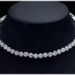 diamond choker necklace set with stud earrings
