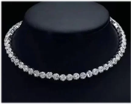 diamond choker necklace set with stud earrings
