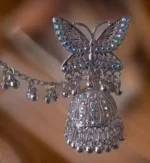 butterfly oxidised jhumka earrings with chain ghungroo design