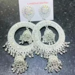 oxidised chandbali jhumka earrings heavy round ethnic design