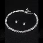 crystal choker necklace set with stud earrings silver plated jewellery