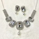 crystal necklace set with pearl drop earrings bridal jewellery wholesale