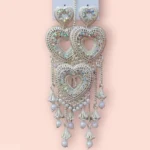 heart design long earrings with pearl drops oxidised jewellery wholesale