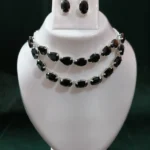 black stone double layer necklace set with earrings wholesale jewellery