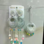 oxidised long earrings with maang tikka multicolor beads wholesale jewellery