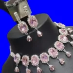 pink stone necklace set with earrings bridal wholesale jewellery