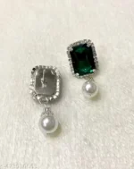 emerald green stone necklace set with earrings pearl drop wholesale jewellery