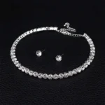 diamond style silver choker necklace set with earrings