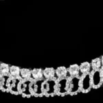 diamond loop design silver choker necklace set with earrings