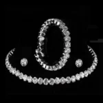 diamond tennis bracelet with choker and stud earrings set