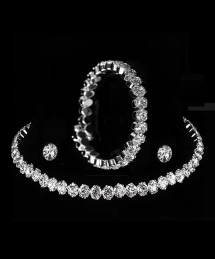 diamond tennis bracelet with choker and stud earrings set