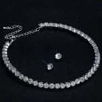 american diamond choker necklace set with matching earrings