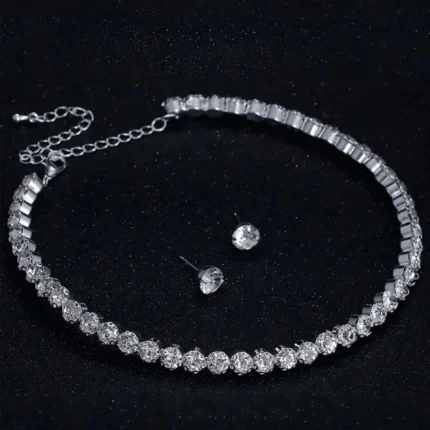 american diamond choker necklace set with matching earrings