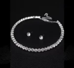 american diamond tennis choker necklace with stud earrings