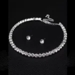 american diamond tennis choker necklace with stud earrings