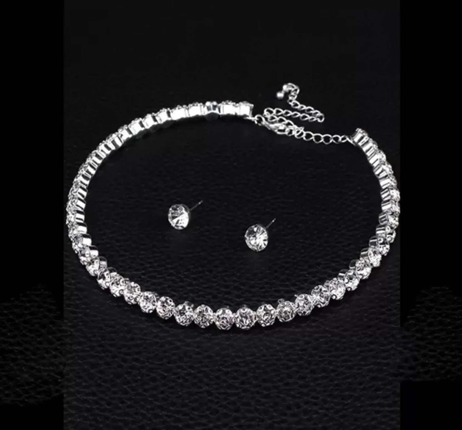 american diamond tennis choker necklace with stud earrings american diamond tennis choker necklace with stud earrings
