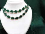 close view green crystal stone necklace set elegant design