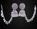 oxidised silver jhumka earrings with chain traditional jewellery