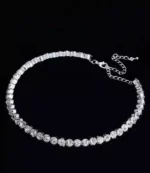 silver american diamond choker necklace set with stud earrings