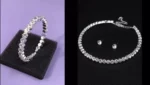 diamond tennis bracelet with choker and stud earrings set