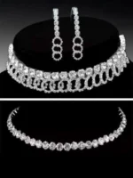 american diamond choker necklace set with matching earrings