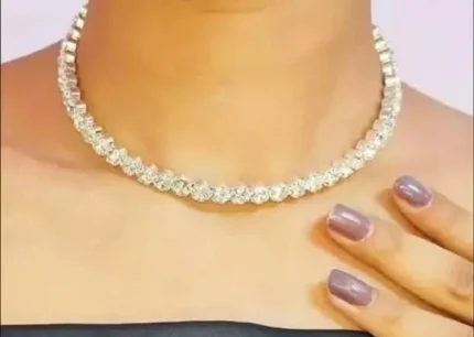 american diamond tennis choker necklace with stud earrings