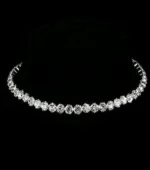 silver american diamond choker necklace set with stud earrings
