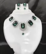 emerald green stone necklace set with earrings pearl drop wholesale jewellery
