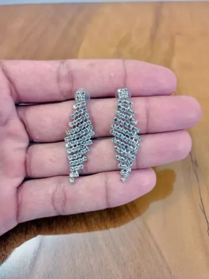 diamond style silver choker necklace set with earrings