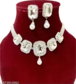 crystal necklace set with pearl drop earrings bridal jewellery wholesale