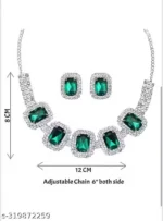 emerald green stone necklace set with earrings pearl drop wholesale jewellery
