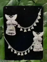 full set butterfly jhumka earrings with chain traditional jewellery