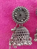 traditional jhumka earrings close-up detailing