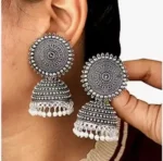 traditional oxidised jhumka earrings